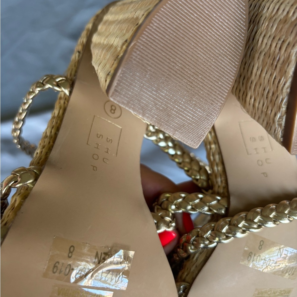 ShuShop Gold and Tan Heels Elegant and Chic - Picture 5 of 6